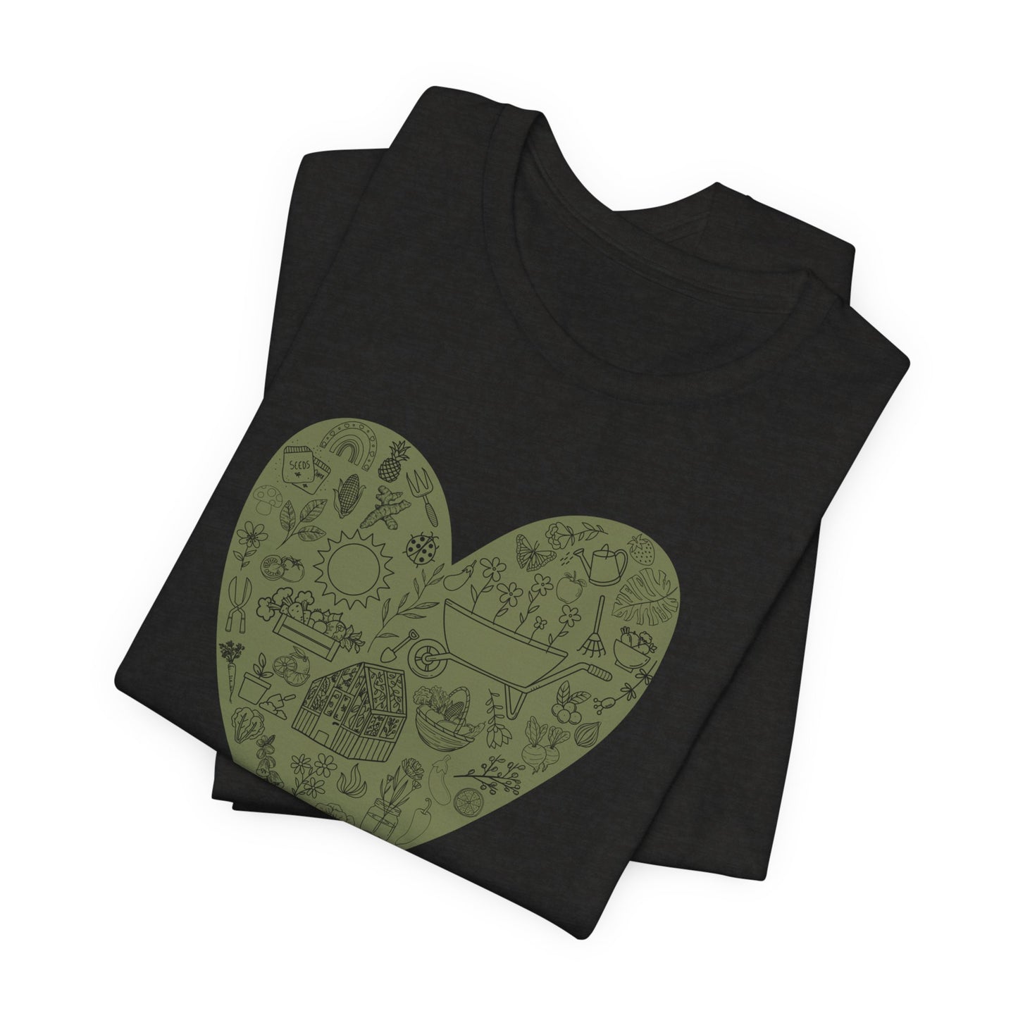 Green Heart with Black Outlines - Plant Love Shirt