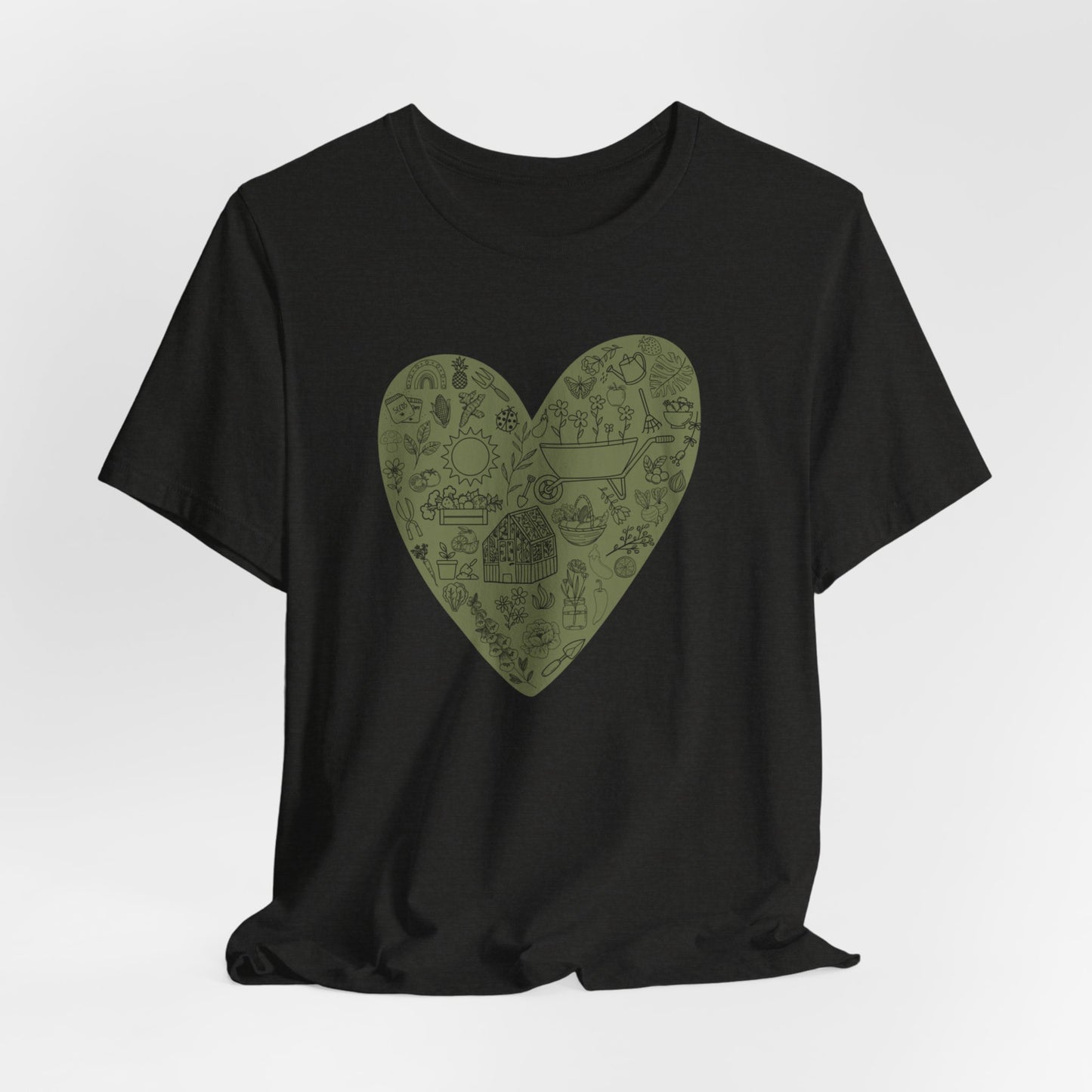 Green Heart with Black Outlines - Plant Love Shirt